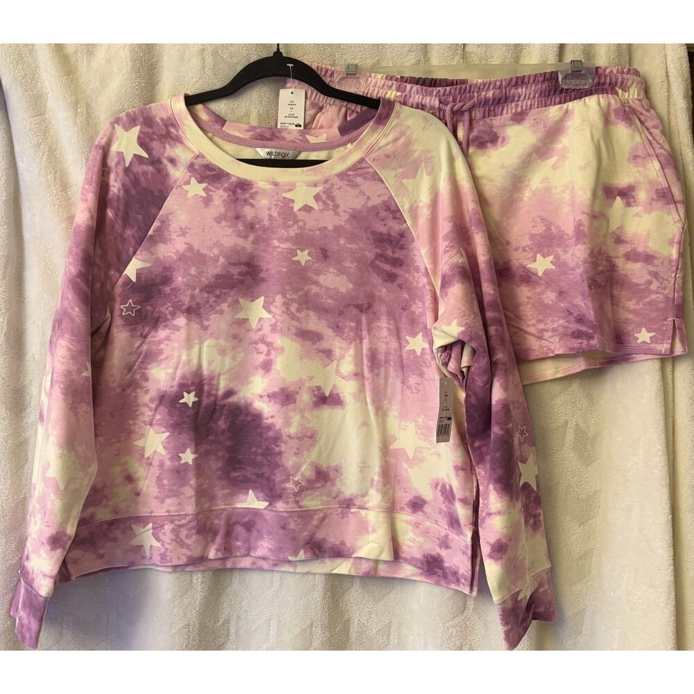 NEW Women's Wild Fox 2 Pc Tye Dye Stars Ourfit - Size Large